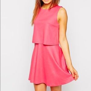Pink Sleeveless Scuba Skater Dress